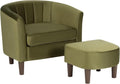 Dkelincs Accent Chair with OttomanBarrel Reading Chair with Velvet Fabric for Living RoomMore Spacious and SupportiveGood Weight CapacityGreen