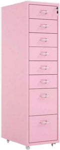 File Cabinet Under Desk Locking Mobile Drawer Cabinet 3/5 /6/8 Storage Cabinet Data Filing Cabinet (Color : Pink Size : 8F)