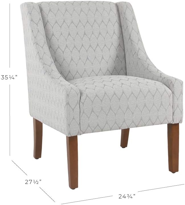 Homepop Home Decor | Upholstered Classic Swoop Arm Accent Chair | Accent Chairs for Living Room &amp Bedroom | Decorative Home Furniture Gray Leaf