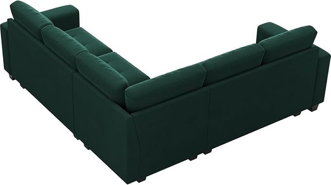 Belffin Velvet Modular Sectional Sofa Convertible Sectional Sofa Couch with Reversible Chaise L Shaped 4 Seater Corner Sofa Couch Green