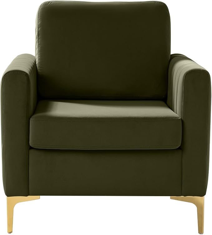 Modern Upholstered Velvet Accent Chair Velvet Armchair Club Chair with Gold Metal Legs Mid-Century Barrel Leisure Comfy Reading Chair for Livingroom Bedroom