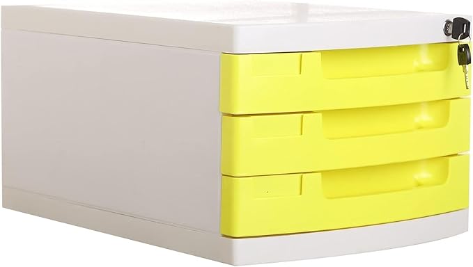 Plastic Storage Drawers Desk Storage Unit Organizer Lockable File Cabinet A4 Box for OfficeB-3 Drawers