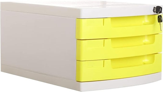 Plastic Storage Drawers Desk Storage Unit Organizer Lockable File Cabinet A4 Box For Office(Color:BSize:3 drawers)