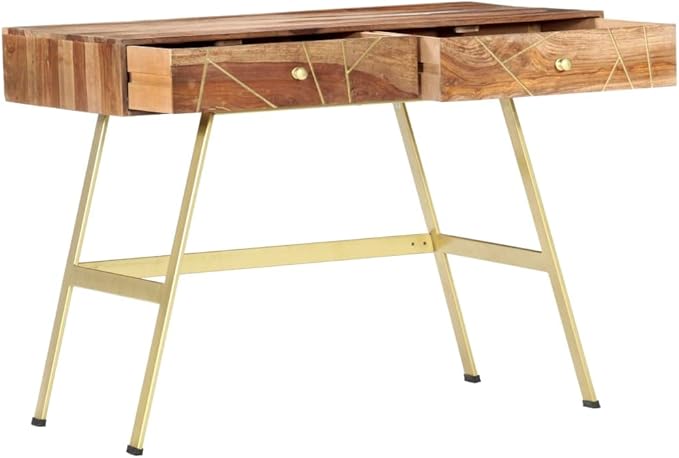 Writing Computer DeskHome Computer DeskLaptop TableIndustrial Simple Workstation Tablefor Small SpaceHome Office TableWriting Desk with Drawers 39.4x21.7x29.5 Solid Sheesham Wood