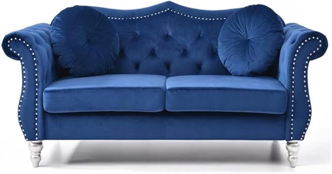Glory Furniture Hollywood Velvet Loveseat in Navy Blue