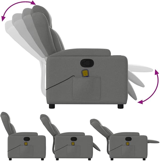 vidaXL Modern Dark Grey Massage Recliner Chair with USB Function and Adjustable Features Perfect for Living Room Office Relaxation Chairs Reclining Armchair TV Sofa