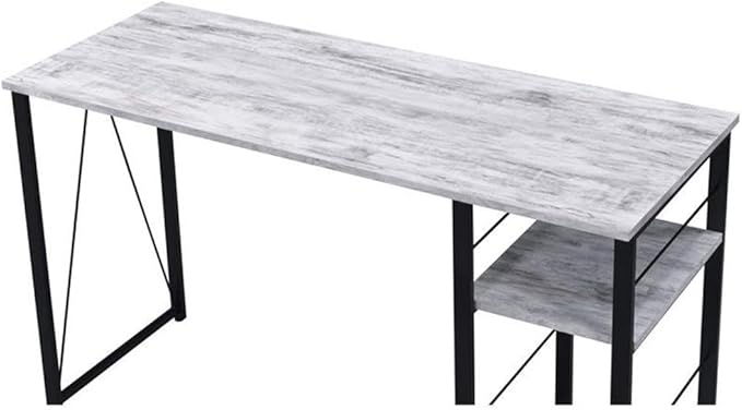 Acme Vadna Wooden Top 2-Shelf Writing Desk in Antique White and Black