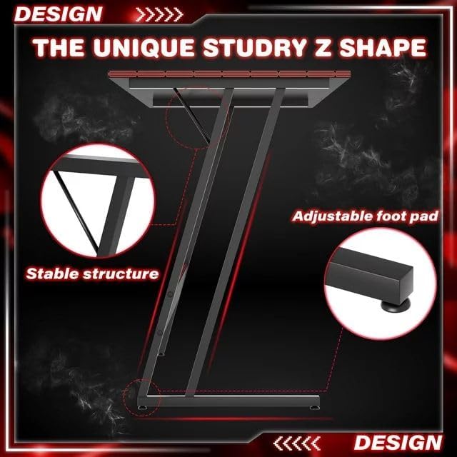 Shahoo L Shaped Gaming Desk 47 Inch Computer Corner Table with Large Monitor Stand &amp Carbon Fiber Surface for Home Office Study Writing Workstation 47 in Black