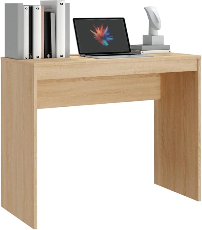 vidaXL Desk Standing Computer Desk Home Office Desk Workstation Table for Living Room Modern Style Sonoma Oak Engineered Wood