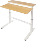 2-Tier Standing Desk with WheelsHeight Adjustable Standing Desk with Monitor StandMobile Computer Workstation for Home Office