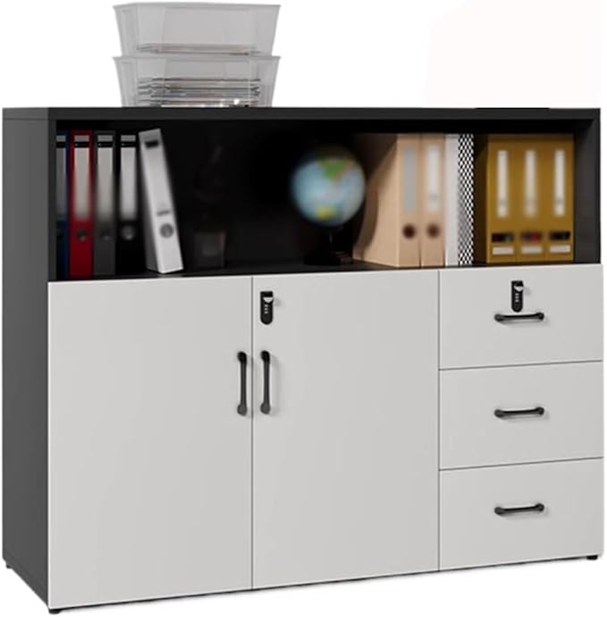 Office Short Cabinet Three-Door File Cabinets Drawer Locker Partition Wall with Lock File Information(B120x40x120cm)