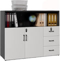 Office Short Cabinet Three-Door File Cabinets Drawer Locker Partition Wall with Lock File Information(B120x40x120cm)