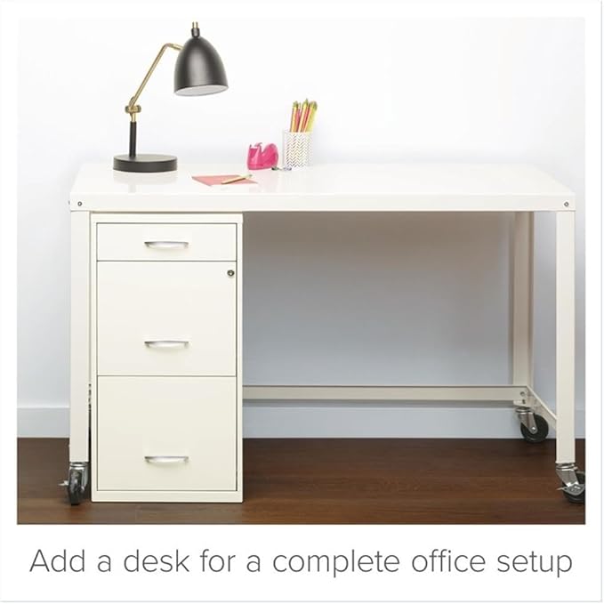 Scranton &amp Co Set of 2 18 D 3-Drawer Metal Filing Cabinet with Pencil Drawer