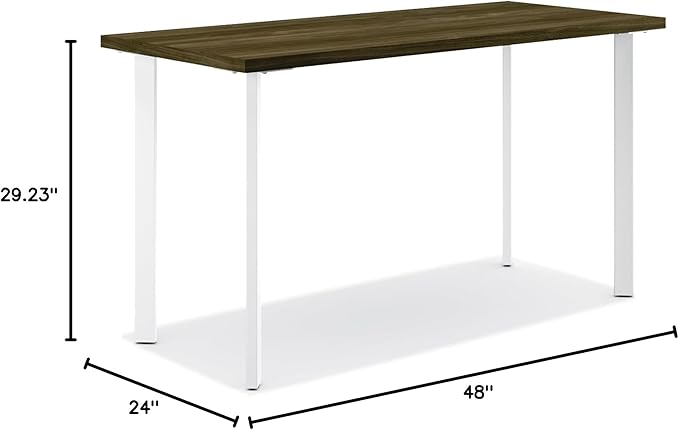 HON Coze Home Office Desks Sturdy Table Computer Desk 48 Walnut Top White Base