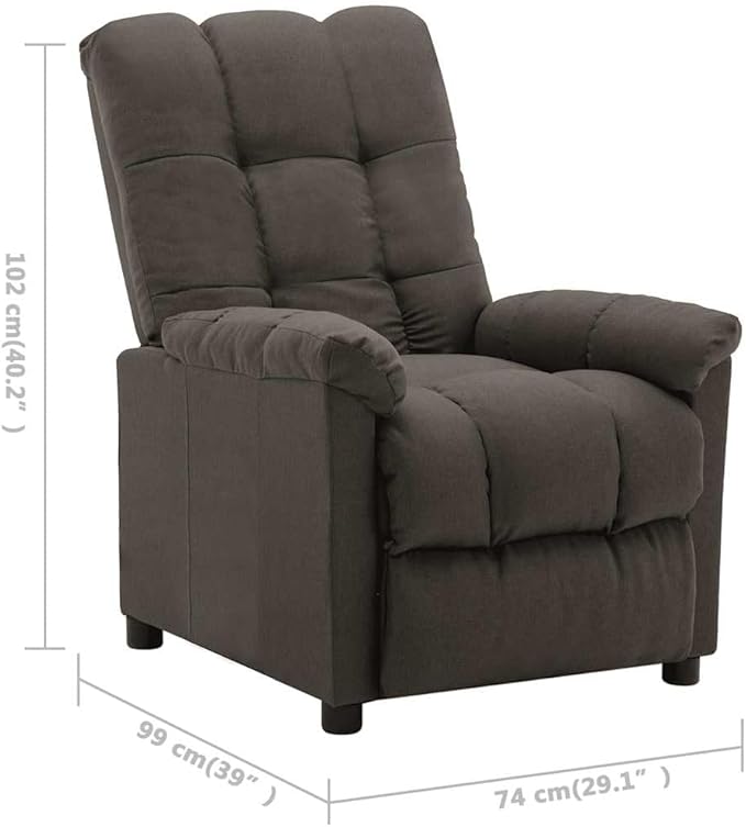 vidaXL Taupe Fabric Recliner Chair with Electric Recline and Adjustable Head/Footrests Modern Polyester for Living Room Home Theater Elderly Smooth Seating