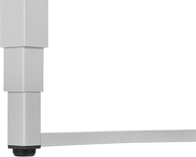 Penau Adjustable Computer Desk Modern Home Office Standing Desk 48 Inch White Laminate Table with Grey Metal Legs Multi-Functional Workstation