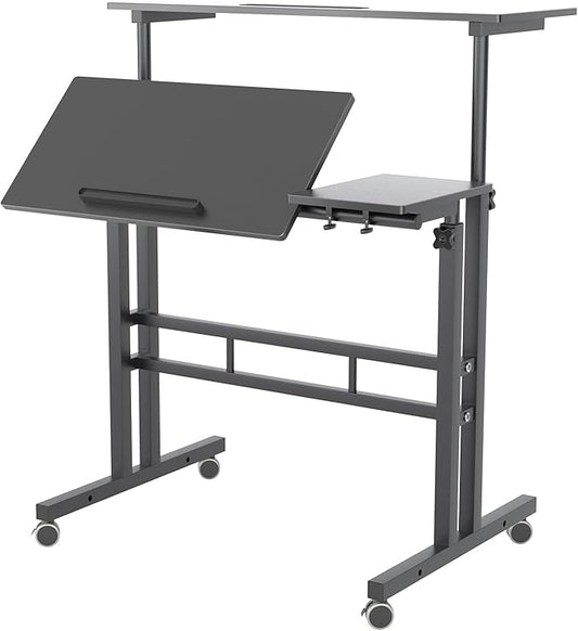 SDHYL 31.5 inches Movable Laptop Desk with Mouse Board Adjustable Height and Angle Anti-Slip Workstation Home Office Desk with Tablet Slot Portable Student Desk Black S7-ZS-101-2BK-US