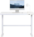 Laura Davidson Furniture Liberty Adjustable Electric Standing Desk Stand Up Desk and Sit Desk with Memory Presets and Drawer Home Office Desk Computer Desk (White with White Top)