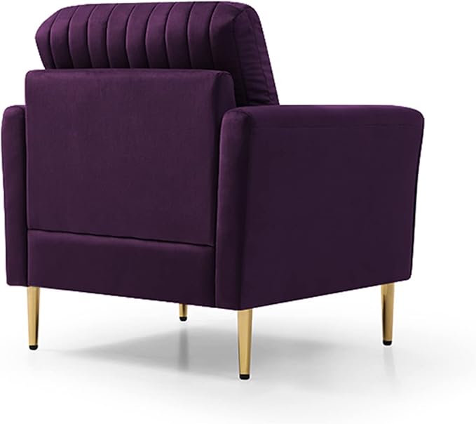 Modern Soft Purple Velvet Living Room Chair Upholstered Accent Armchair Side Chair with Gold Legs