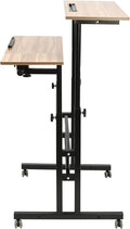 Mobile Stand Up Desk Height Adjustable Home Office Desk Rolling Laptop Cart Sit (Iron Brown)
