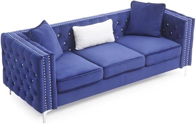 Glory Furniture Paige Velvet Sofa in Blue