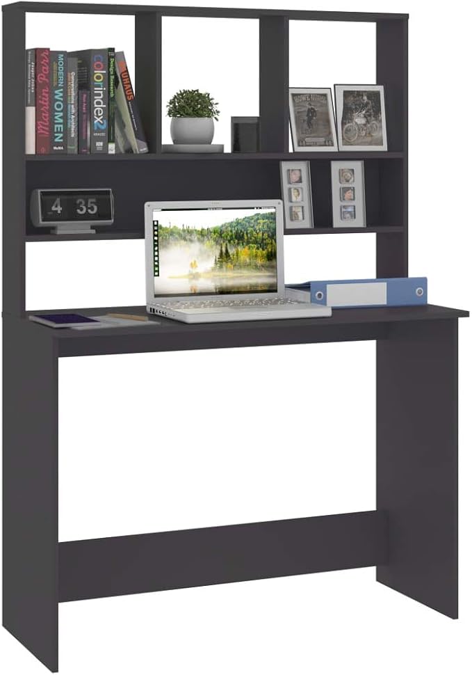 Small Computer DeskSchool Writing DeskHome Office DeskStudy DeskWork Home Office Desk for Small SpaceDesk with Shelves Gray 43.3x17.7x61.8 Chipboard