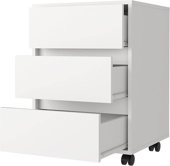 Modern 3 Drawer Small File Cabinet with LockFiling Cabinets for Home OfficeUnder Desk Locking Drawers Storage Cabinet OrganizerWhite