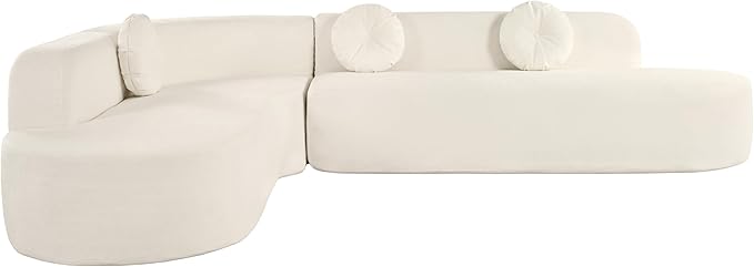 122'' Large Curved Sectional Sofa Modern Elegant L-Shaped Couch Fabric Upholstery with 3 Round Cushions Curved High Resilience Couch Sofas 4 Seater for Living RoomApartmentBedroom-White