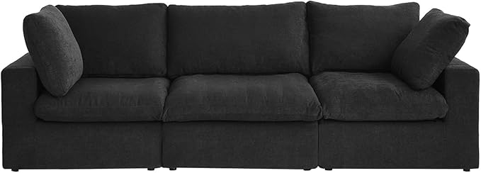 JACH 3-Seater Modular Sectional Sofas for Living Room Modern Convertible Cloud Couches Cushion Covers Removable Free Combination Module Sectional Couch for Living Room Bedroom Apartment (Black)