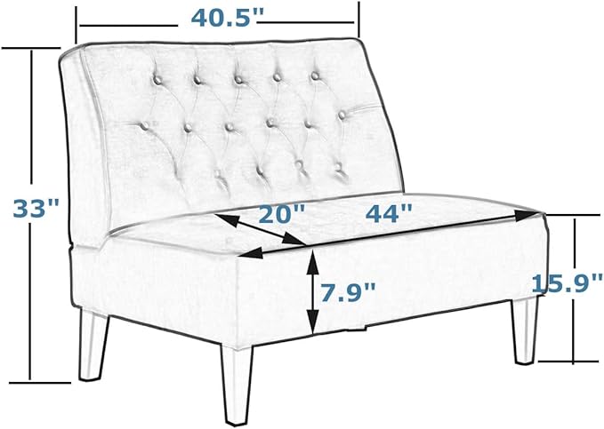 annjoe Button Tufted Loveseat Settee Upholstered Sofa Backrest Buckle Couch Banquette Bench for Dining Room Living Room Bedroom Funiture(Gray 1)