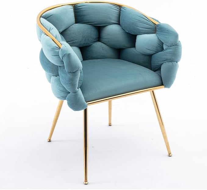 Luxury Modern Simple Leisure Velvet Single Sofa Chair Bedroom Lazy Person Household Dresser Stool Manicure Table Back Chair (Blue + Velvet-1)
