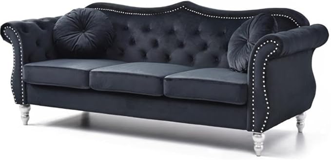 Glory Furniture Hollywood Velvet Sofa in Black