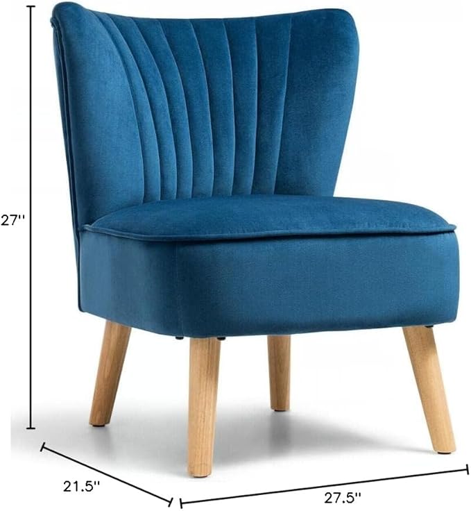 Nightcore Velvet Accent Chair Set Leisure Single Club Chair Set with Footrest Modern Tufted Upholstered Chair Set with Unique Velvet Upholstery for Living Reading Room Bedroom (Blue)