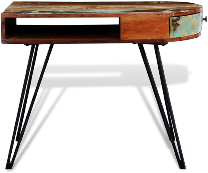vidaXL Desk Computer Desk Home Office Desk with Iron Legs Solid Wood Reclaimed
