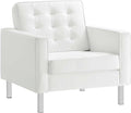 Modway EEI-3391- Loft Tufted Button Faux Leather Upholstered Accent Armchair in Silver White