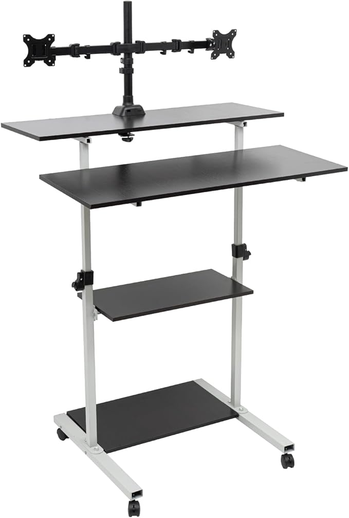 Mobile Stretchable DeskHeight Adjustable Laptop Desk with Wheels Storage Desk Home Office Computer Workstation Portable Rolling Table Laptop Cart for Sitting