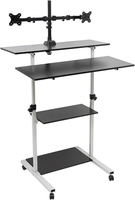 Mobile Stretchable DeskHeight Adjustable Laptop Desk with Wheels Storage Desk Home Office Computer Workstation Portable Rolling Table Laptop Cart for Sitting