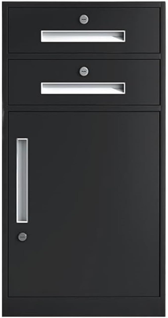 Large Capacity File Storage Cabinet Thickened Steel Office Organizer with Smooth Gliding Drawers Modern Locking Cabinet for Documents Printer Supplies (Black)