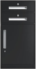 Large Capacity File Storage Cabinet Thickened Steel Office Organizer with Smooth Gliding Drawers Modern Locking Cabinet for Documents Printer Supplies (Black)