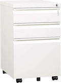 DEVAISE 3-Drawer Mobile File Cabinet (Under Office Desk) Assembled Except Casters Fits Letter/Standard Sizes White