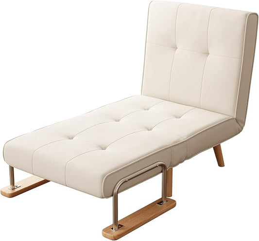 Folding Chair Bed convertible chair to bed3-in-1 Convertible Sleeper Chair Bed Futon Chair with 6-Level Adjustable Backrest for Guest Room Apartment Dormitory Home Office Cream Beige