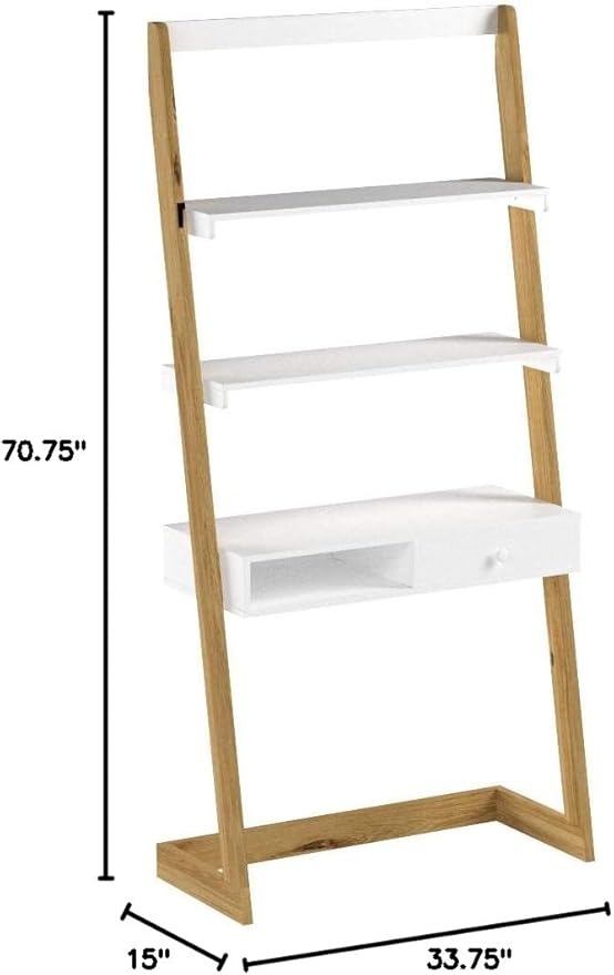 American Trails Freestanding Ladder Desk With Drawer Natural Maple/White