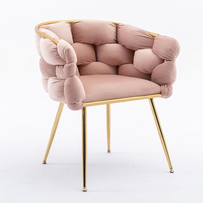 Luxury Modern Simple Leisure Velvet Single Sofa Chair Bedroom Lazy Person Household Dresser Stool Manicure Table Back Chair (Pink + Velvet-1)