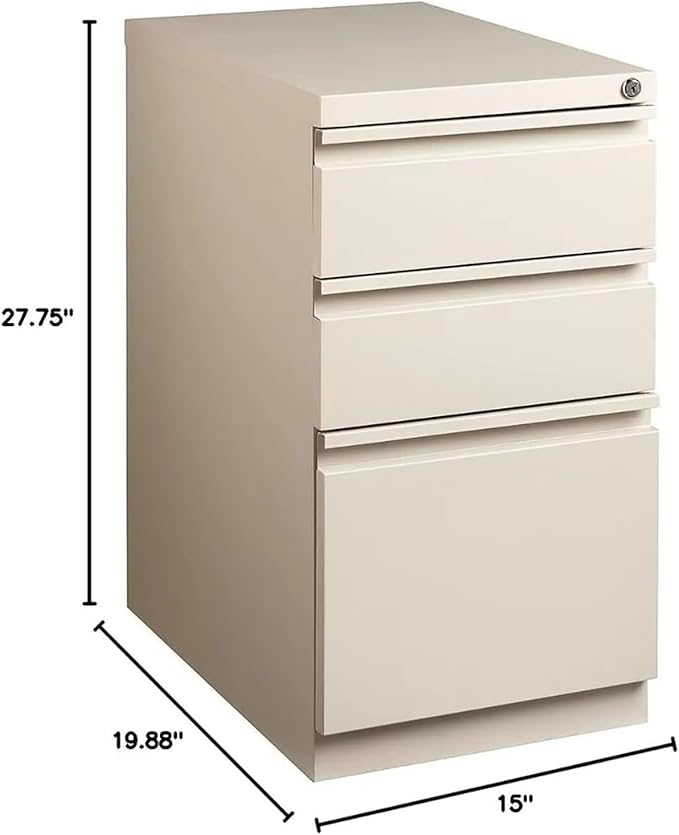 Mobile File Cabinet 3-Drawer Mobile Pedestal File Cabinet Putty (20-Inch)