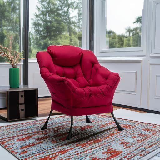 HollyHOME Lazy Chair with Armrest and Side Pocket Comfy Accent Lounge ChairLeisure Sofa Armchair for Living Room Bedroom Dorm or Small Spaces Oversized Reading Sofa Chair Burgundy