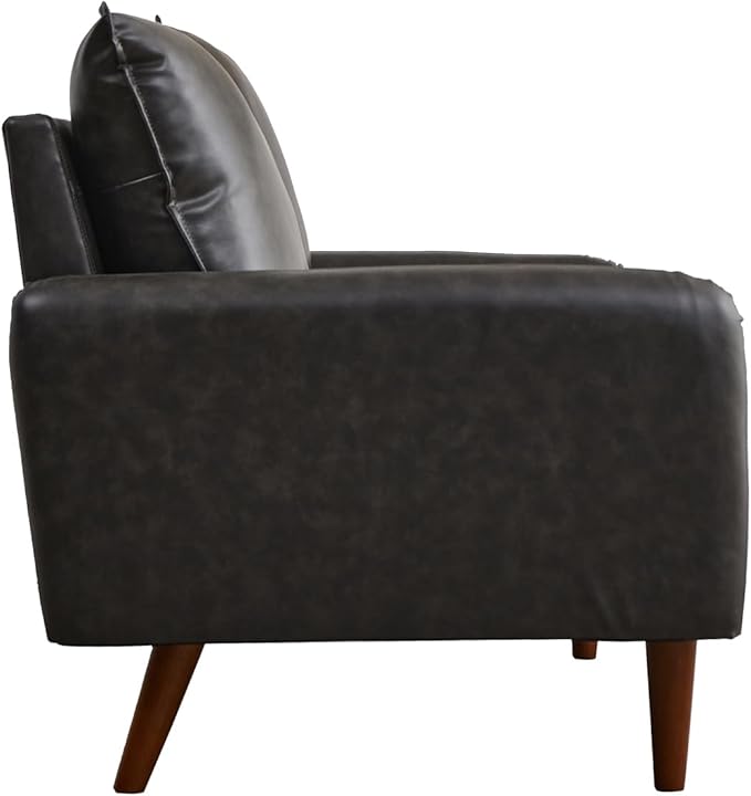 Modern Sofa Faux Leather Couch for Living Room Office Dark Gray