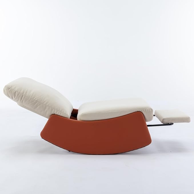 Modern Rocking Chair Recliner Comfy Rocker Nursery Chair with Footrest Accent Reading Chair Upholstered Lounge Chair for Relaxing RestingSoft Padded Rocker for Indoor Living Room BedroomOrange