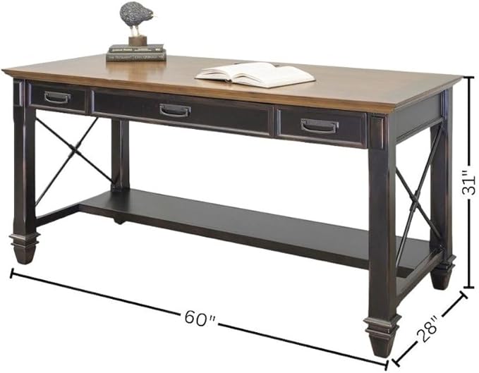 Starlight Wood Writing Desk Dropfront Keyboard Drawer 2 Utility Drawers Power Center with USB/AC Finished on All Sides Brown Office