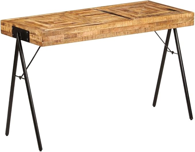 46.5 Inch Industrial Writing Desk with Steel Legs Wooden Computer Desk Home Office Desk Computer Table Workstation for Space Saving Brown