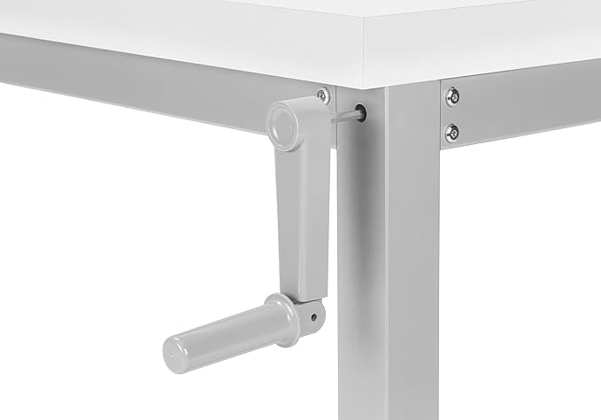 Penau Adjustable Computer Desk Modern Home Office Standing Desk 48 Inch White Laminate Table with Grey Metal Legs Multi-Functional Workstation